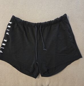 PINK Victoria's Secret Black drawstring sweat shorts with pockets women's small